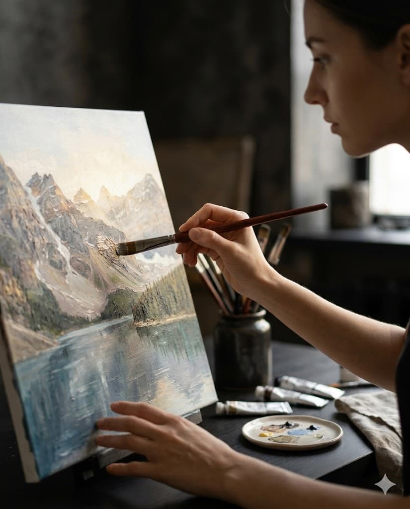 Painting process close-up