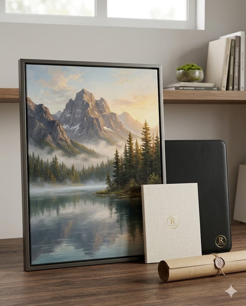 Artwork with certificate and premium presentation